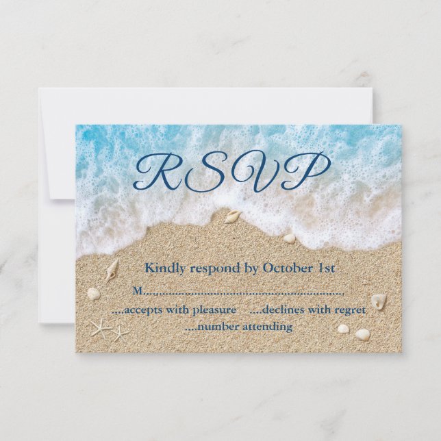 Blue Beach Waves RSVP Card (Front)