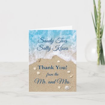 Blue Beach Waves Sandy Toes Photo Thank You Card by prettyfancyinvites at Zazzle