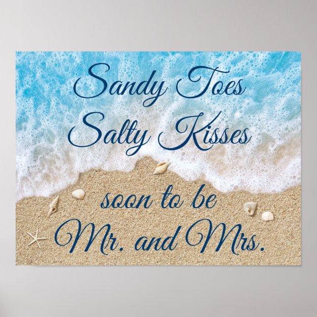 Blue Beach Waves Sandy Toes Salty Kisses Poster (Front)