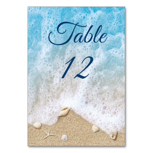 Blue Beach Waves Sandy Toes Salty Kisses Table Number