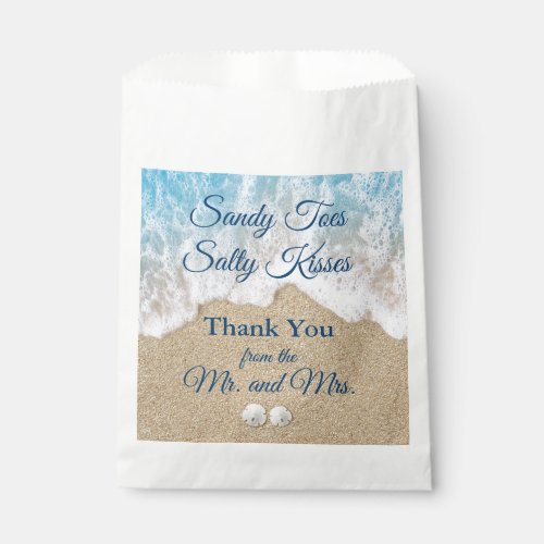 Blue Beach Waves Sandy Toes Salty Kisses Thank You Favor Bag