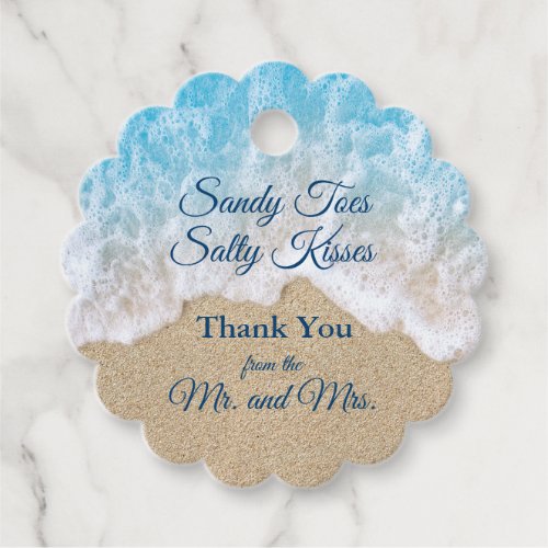 Blue Beach Waves Sandy Toes Salty Kisses Thank You Favor Tags