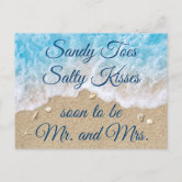 Island Beach Wedding Heart Airplane Save the Date Announcement Postcard
