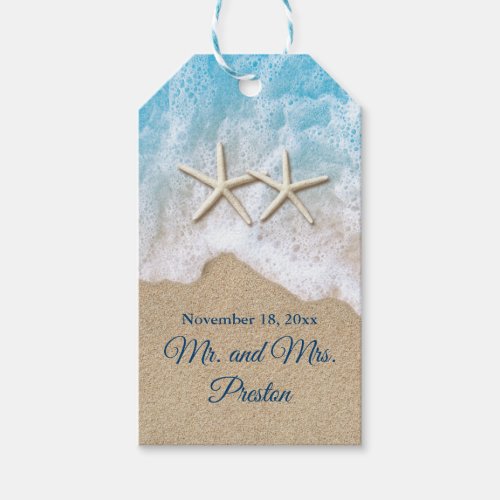 Blue Beach Waves  Starfish Gift Tags