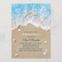 Blue Beach Waves & Starfish Rehearsal Dinner