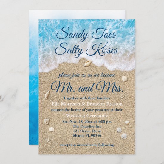 Blue Beach Waves Wedding Invitation