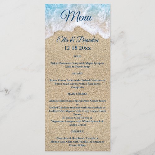 Blue Beach Waves Wedding Menu