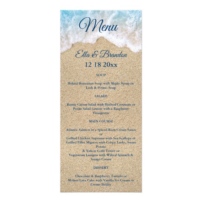 Blue Beach Waves Wedding Menu 2 (Front)