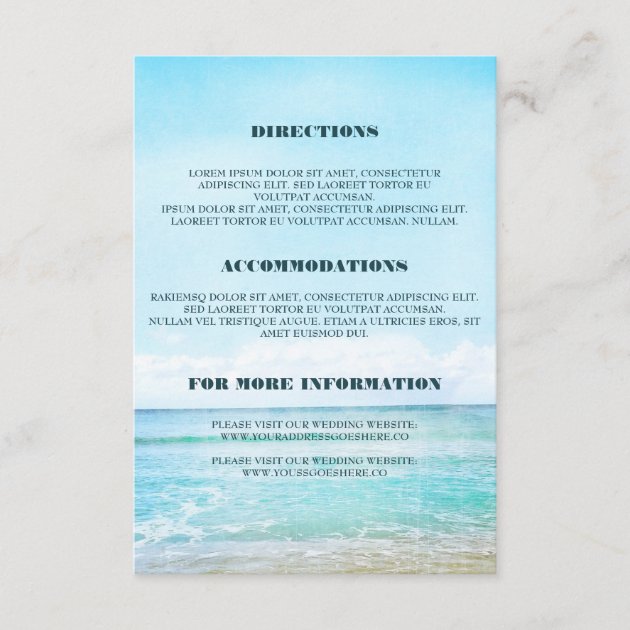 Blue Beach Wedding Details - Information Enclosure Card