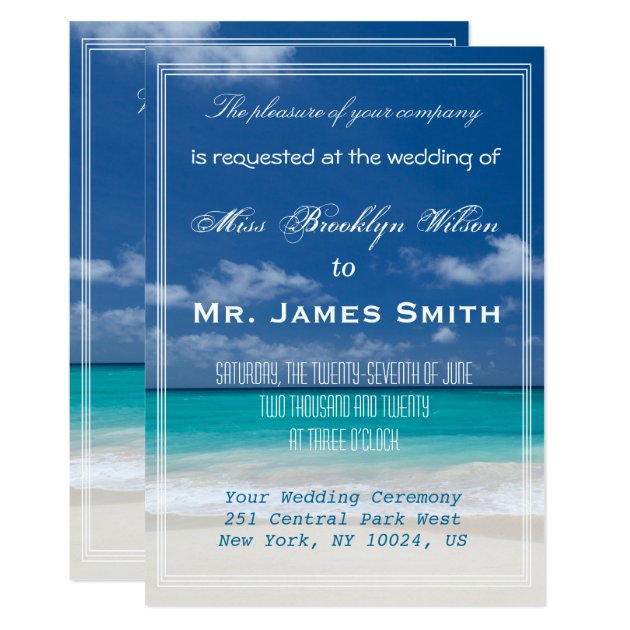 Blue Beach Wedding Invitations