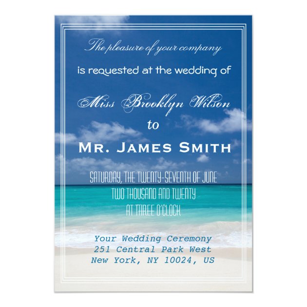 Blue Beach Wedding Invitations