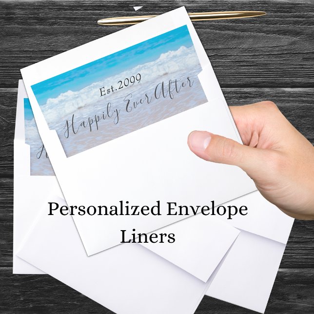  Blue Beach Wedding Ocean Sand Envelope Liner (Creator Uploaded)