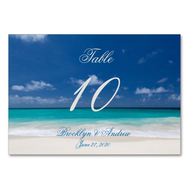 Blue Beach Wedding Place Cards Table Cards