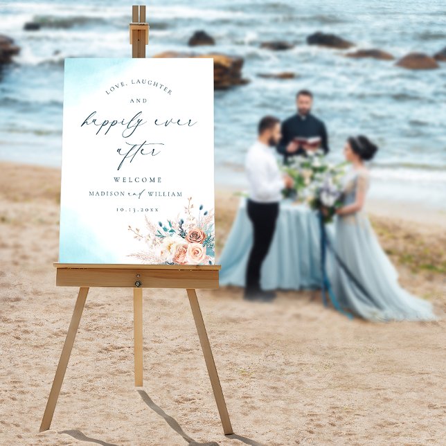 Blue Beach Wedding Welcome Sign (Creator Uploaded)
