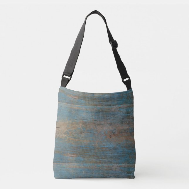 Blue Beach Wood Texture Crossbody Bag (Front)