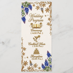 Blue Bead Elegant Floral Wedding Program