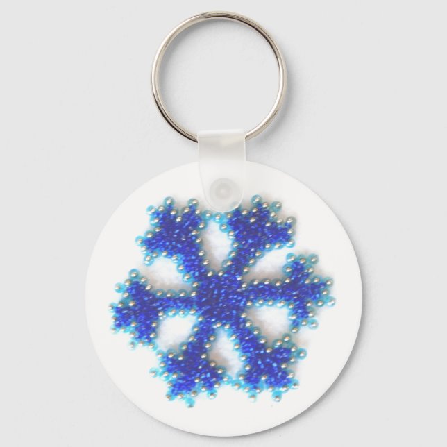 Blue Bead Snowflake Keychain (Front)