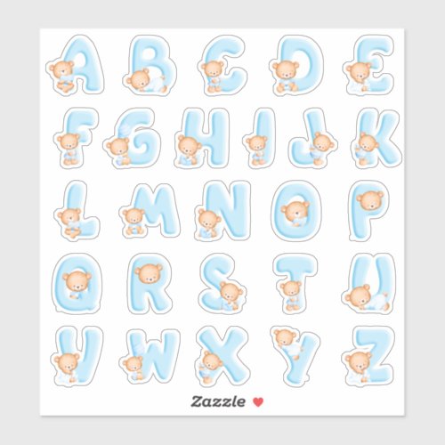 Blue Bear Alphabet Set Sticker