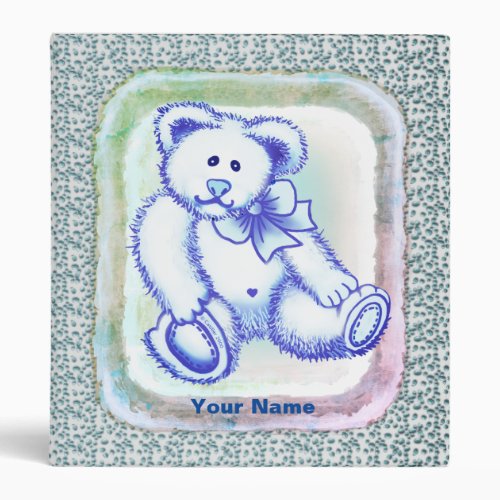 Blue Bear Baby Boy custom name binder