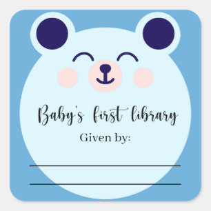 Blue Bear - Baby Shower bookplate