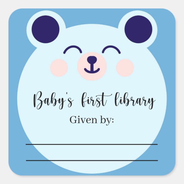 Blue Bear - Baby Shower bookplate (Front)
