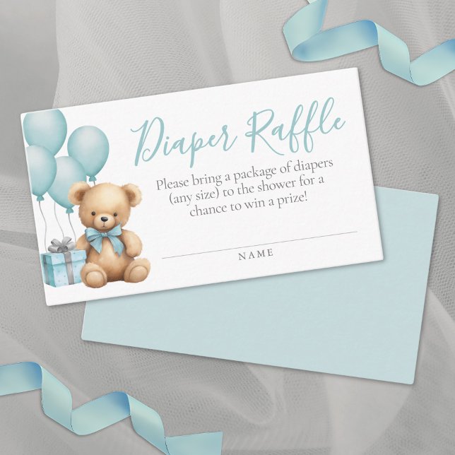 Blue Bear Baby Shower Diaper Raffle Enclosure Card (Blue Bear Baby Shower Diaper Raffle Enclosure Card)