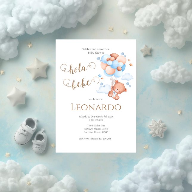 Blue bear baby shower invitation (Creator Uploaded)