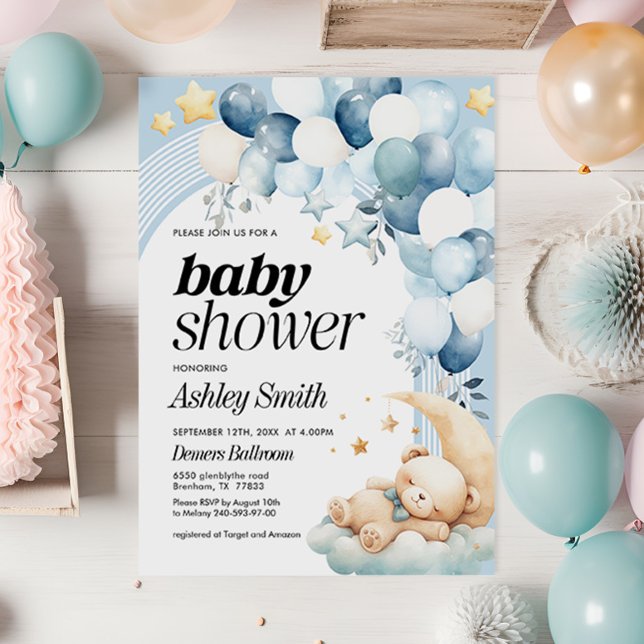 Blue Bear Baby Shower Invitation (Creator Uploaded)