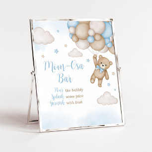 Blue Bear Baby Shower Mom Osa Bar Poster