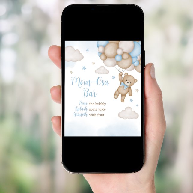 Blue Bear Baby Shower Mom Osa Bar Poster (Front Digital)