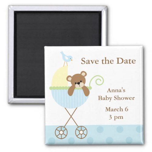 Blue Bear Baby Shower Save the Date Magnet