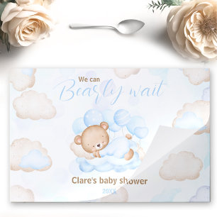 Blue Bear Baby Shower Tearaway Paper Placemats