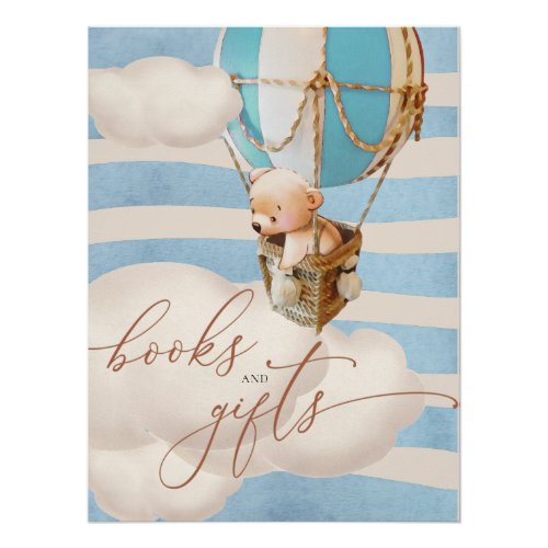 Blue Bear Balloon Baby Books and Gifts Poster
