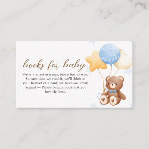 Blue Bear Balloon Baby Shower Books for Baby Enclosure Card