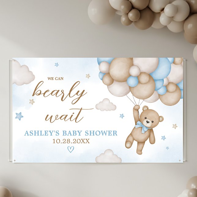Blue Bear Balloons Baby Shower Banner (Blue Bear Balloons Baby Shower Banner)