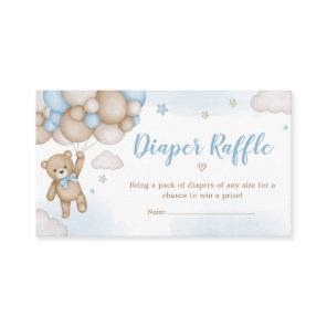 Blue Bear Balloons Baby Shower Diaper Raffle Enclosure Card
