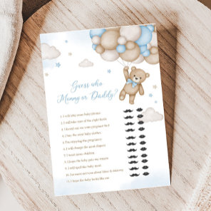 Blue Bear Balloons Baby Shower Guess Who Game