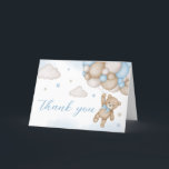 Blue Bear Balloons Baby Shower  Thank You Card<br><div class="desc">Express your gratitude with Teddy Bear Baby Shower Thank You Card Printable,  a perfect way to share your heartfelt thanks. Adorned with adorable baby motifs this customizable card adds a touch of sweetness to your appreciation. Personalize to convey your thanks in the most charming and memorable way!

BS504</div>
