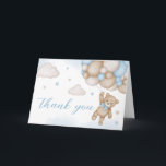 Blue Bear Balloons Baby Shower  Thank You Card<br><div class="desc">Express your gratitude with Teddy Bear Baby Shower Thank You Card Printable,  a perfect way to share your heartfelt thanks. Adorned with adorable baby motifs this customizable card adds a touch of sweetness to your appreciation. Personalize to convey your thanks in the most charming and memorable way!

BS504</div>