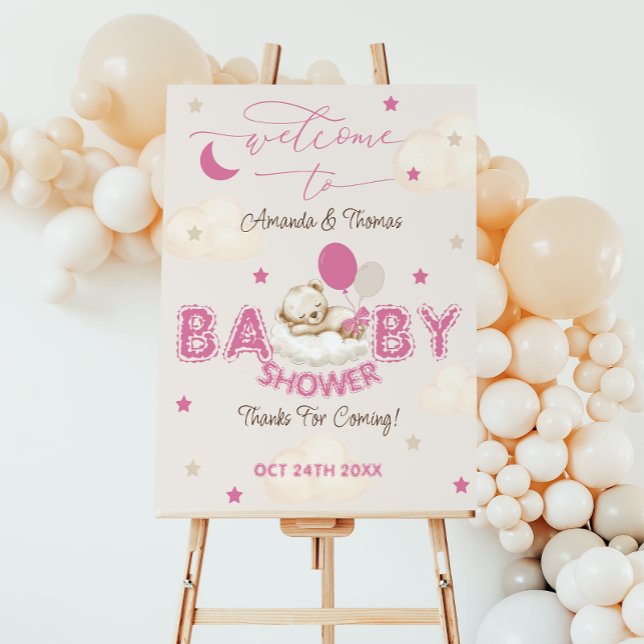Blue Bear Balloons Baby Shower Welcome Sign (Creator Uploaded)