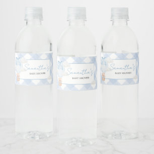 Blue Bear Bearly Wait Baby Shower Water Bottle Label