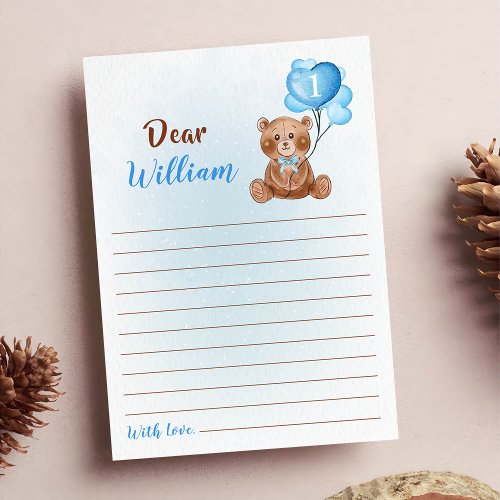 Blue Bear Birthday Time Capsule Message Card