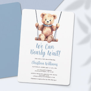 Blue Bear Boy Baby Shower Invitation