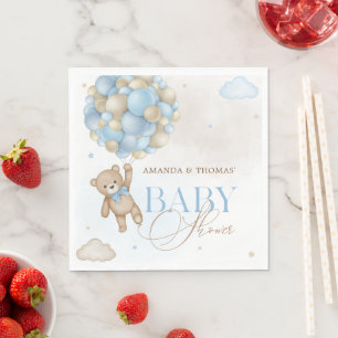 Blue Bear Boy Baby Shower Napkins