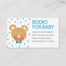 Blue Bear Bring a Book Card Baby Shower Game