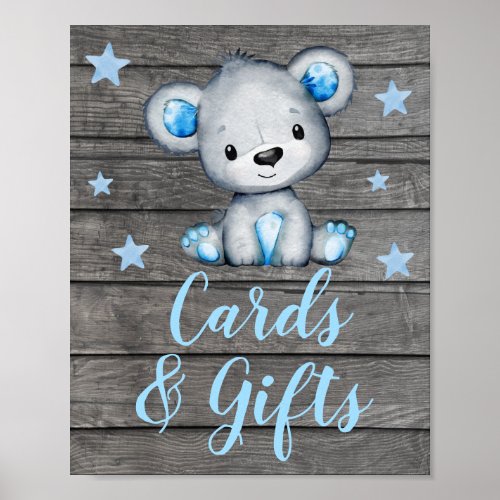 Blue Bear Cards and Gifts Sign Table Sign Editable