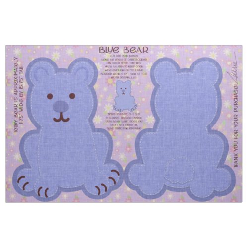 Blue Bear Fat Quarter Cut and Sew Kit Cute Fabric
