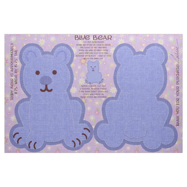 Blue Bear Fat Quarter Cut and Sew Kit Cute Fabric (Fat Quarter)