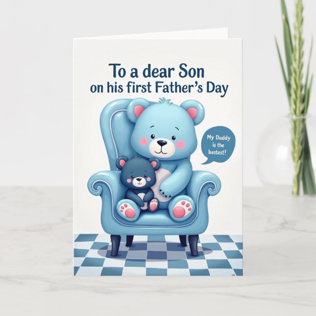 Blue Bear Fathers Day Love Card (Front)