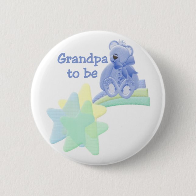 Blue Bear Grandpa to Be Pinback Button (Front)